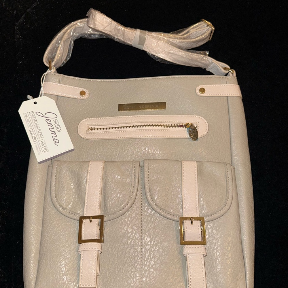 Stylish Cream Shoulder Bag with Textured Material